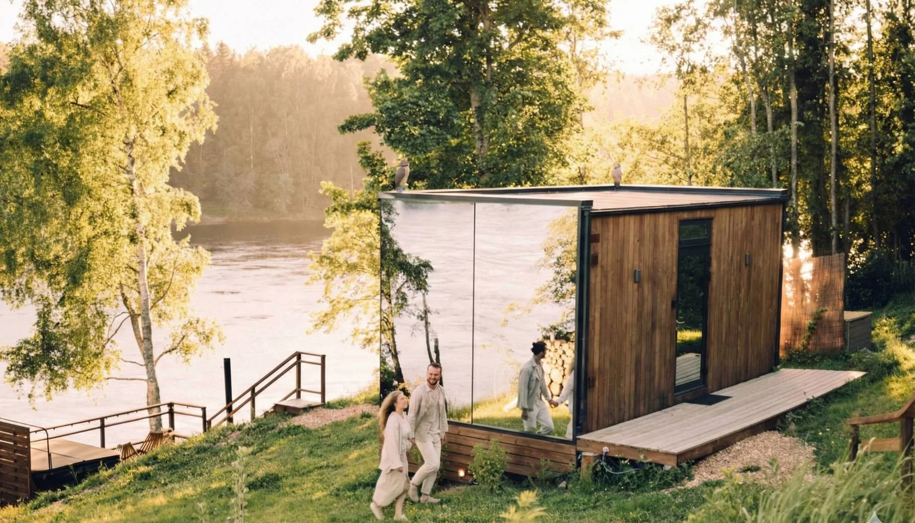Mirror Cabin Lush with private jacuzzi on the Vorma River