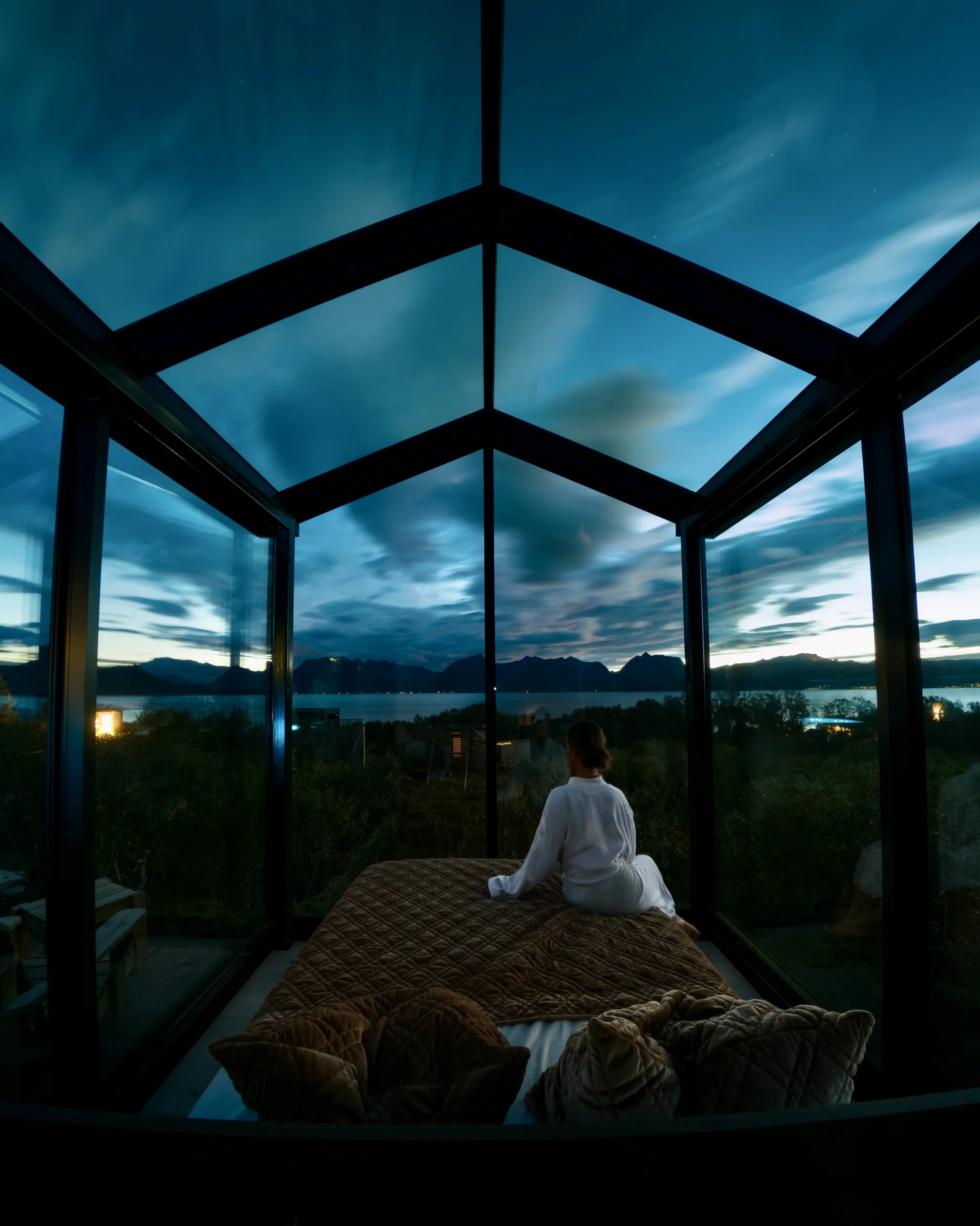 WonderInn Arctic — cabin interior with aurora views