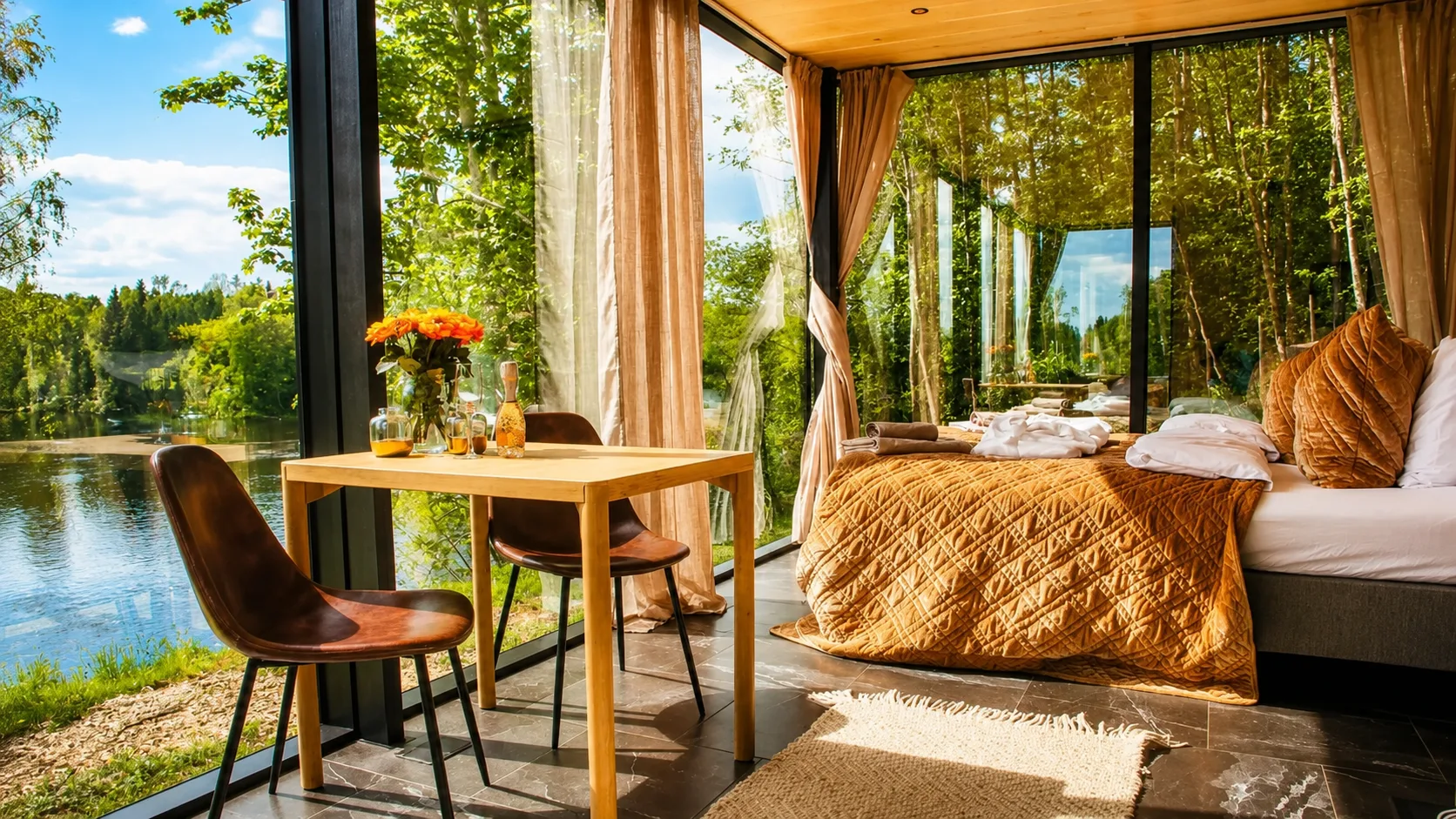 Mirror Cabin Lush with private jacuzzi on the Vorma River