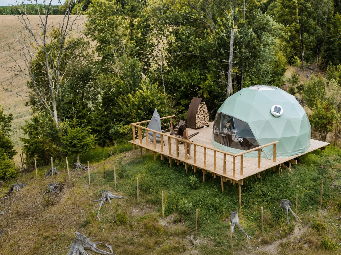 Glamping Pod Pano with panoramic river views